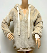 NWOT Chuncky Fleece 1/4 Zip Hoodie size S cream/light tan Photo 0