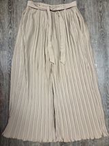 Alice Blue Taupe Beige Flowy Accordion Wide Leg Palazzo Pants Belted Large Photo 0