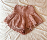 Blush Pink Smocked High Waisted Tiered Shorts Size Small Photo 0