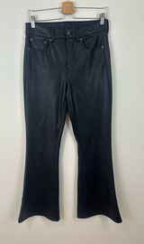 American Eagle Black Faux Leather Super High Rise Flare Pants Size 8 Women's Photo 0