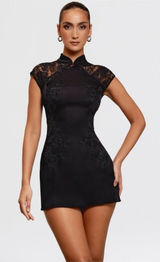 HOUSE OF CB 'Thea' Black Embroidered Mini Dress NWOT‎ XL Photo 0