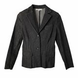 White House Black Market Dark Denim Blazer Fitted Jacket‎ Pintuck Pleated Coat Photo 0