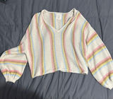 Billabong Sweater Striped Small Multicolor V-Neck Hoodie Photo 0