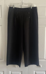 Karl‎ Lagerfeld Black Wide Leg Sailor Pants Size 12 Career Photo 0