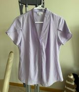 Calvin Klein Women’s Short Sleeve Blouse Purple Photo 0