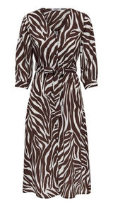 Only Leva Dress15249831 Brown Zebra‎ Belted Shirtdress Size Large Midi Photo 0