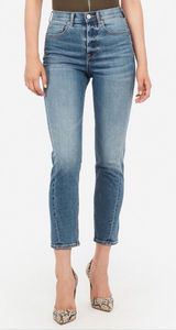 Express Super High Rise Mom Jeans Blue 10 Crop Straight Photo 0