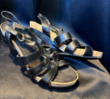 Aerosoles Black Strappy Wedge Sandals Cork Platform US 7.5 EU 5.5 Photo 0