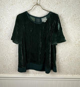 Maeve by Anthropologie Dark Green Crushed Velvet Short Sleeve Top - Size - Large Photo 0