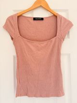 Reformation Bardot Knit Top‎ Blush Pink Short Sleeve Shirt Blouse size XS Photo 0