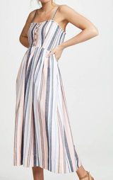 Free People Lilah Pleated Tube Dress Multi Maxi Stripe Boho Small Women's Photo 0