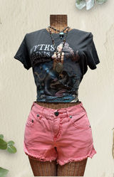 Free People Denim Distressed Cut-offs Raw Frayed Hem Pink Wash Sz 25 Photo 0