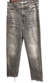 Old‎ Navy Sky-Hi Straight Jeans Extra High Rise Size 6 Gray Acid Wash Raw Hem Photo 0