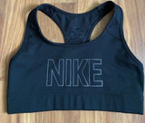 Nike Dri-FIT Women's Swoosh Graphic Sports Bra - Black/Silver Glitter , Size XS Photo 0
