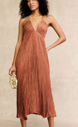 A.L.C. Frank Copper Slip Dress Size 8 Pleated Party Special Occasion Designer $750 Photo 0