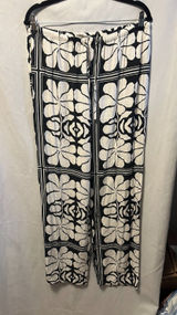 4th & Reckless Linen Blend Beach Pants Black and White Floral Print Size XXL Photo 0