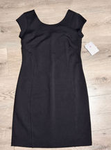 NWT Athleta Illusion Dress Black Short Sleeve V Neck Sheath Knee Length Medium M Photo 0