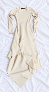 AKIRA Cream Asymmetrical Maxi Sweater Dress – Size Small Photo 0