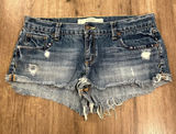 Y2K Abercrombie & Fitch Jean Shorts Blue Distressed Cut Off Womens 8 W29 Photo 0