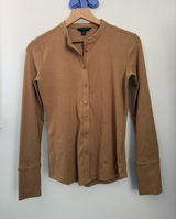 Banana Republic XS Camel Tan Crew Neck Fitted Cardigan Office Work Career Photo 0