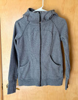 Lululemon Scuba Full Zip Hoodie Womens 4 Heathered Grey Fleece Thumbholes Photo 0