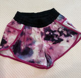 Lululemon Pink Tie-Dye Athletic Shorts with Black Waistband Photo 0