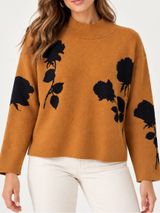 Anthropologie Maeve Carys Brown Black Floral Mock Neck Sweater Photo 0