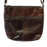 Jack Georges Brown Leather Voyager crossbody hobo bag 12.5 x 11 inch Photo 0