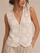 VINTAGE JUST FOR WOMEN Crochet Knit Vest Photo 0