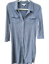 Victorias Secret Roll Tab Sleeve Button Down Shirt Dress Soft Knit Size XS Photo 0