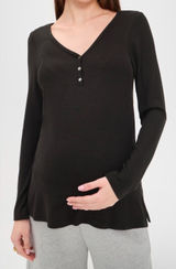 Hatch 1 Small Maternity The Softest Rib Nursing Henley black Lounge Comfy Photo 0