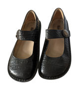 Alegria Paloma‎ Black Leather Embossed Mary Jane Shoes Women Comfort 36 US 6 Photo 0