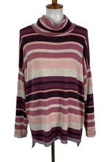Altar'd State Pink Striped Cowl Neck Long Sleeve Sweater Medium Boho Cozy Soft Photo 0