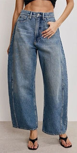 Good American 8/29‎ Extreme Barrel Jeans Indigo Balloon Wide Leg High Rise 90s Photo 0