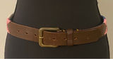 Pampeano Dulce Argentine Leather Woven Belt Pink Navy Cream Brown XL 38"-44" Photo 0