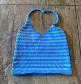 Tillys baby blue stripped halter cropped top Photo 0