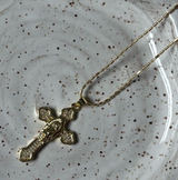 18k gold cross necklace with diamond accents Photo 0