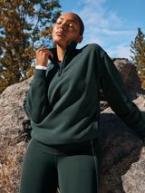 New Athleta M Forever Fleece 1/4 Zip Sweatshirt Elm Green Medium Photo 0