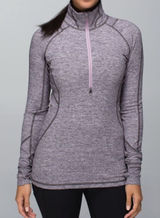 Lululemon Race Your Pace 1/2 Zip Gray Purple Striped‎ 4 Photo 0