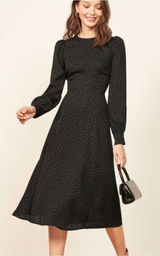 Reformation Josephine Polka‎ Dot Midi Dress Women's Size 0 Romantic Photo 0