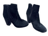 H&M Black Suede Fringe Boots Size 8 Western Coastal Cowgirl Festival Indie Edgy Photo 0