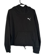 Puma Black Cropped Adjustable Waist Kangaroo Pouch Casual Sweatshirt Women Sz L Photo 0