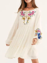 Free People XS Spell on You Dress Floral Embroidered Oversized Boho‎ Festival Photo 0