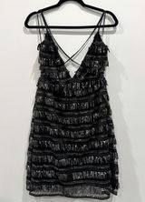 Southern Fried Chics Black Sequin Fringe Dress Adjustable Straps Size M NWT Photo 0