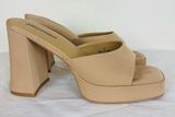 Jeffrey Campbell Ninety square toe platform sandal in tan. Size 8 Photo 0