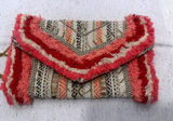 Antik Kraft Boho Beaded Fringe Envelope Clutch Crossbody Bag Pink Red fairy Photo 0