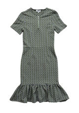 Opening Ceremony Womens Striped Short Sleeve Sheath Dress Green Ruffle Small‎ Photo 0