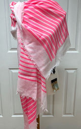 Steve Madden‎ Pink and White Striped Oversized Scarf or Wraps - 74"x40" - NEW. Photo 0