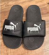 Puma Cool Cat slides in black with a white drip logo detail Size 7C Photo 0