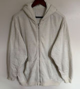 Aerie Women Medium Oatmeal Heather Sherpa Lined Hood Full Zip Hoodie Sweatshirt Photo 0